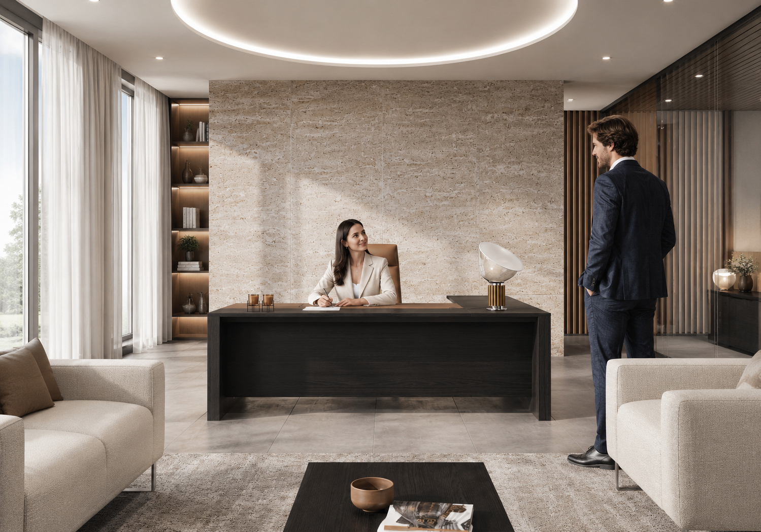 Piani in legno e vera pelle Collezione Ono